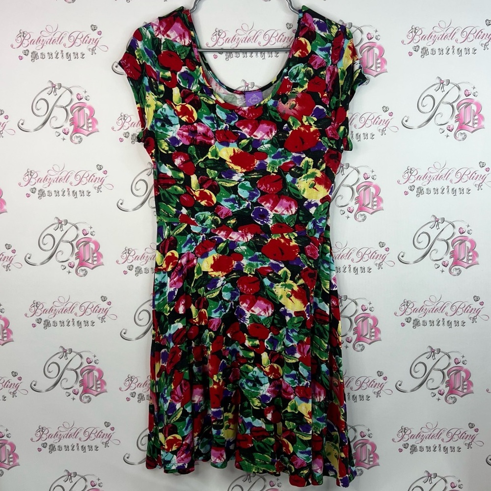 Jolie dress flowers multicolor rainbow flowy dress Vibrant Floral  Dress